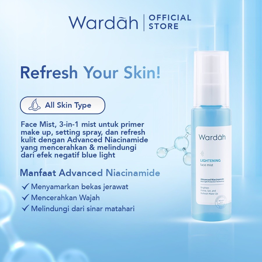 wardah lightening face mist 60ml/setting spray wardah lightening face mist 60ml/setting spray