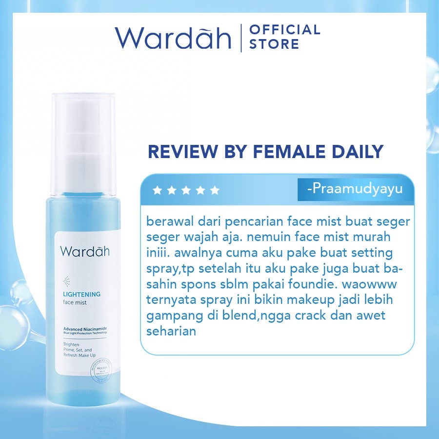 wardah lightening face mist 60ml/setting spray wardah lightening face mist 60ml/setting spray