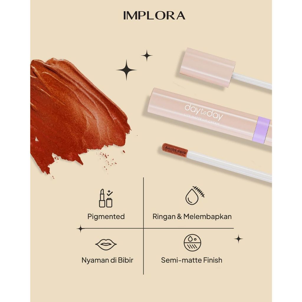 implora day to day lite matte lip cream/lipstick implora day to day lite matte lip cream/lipstick