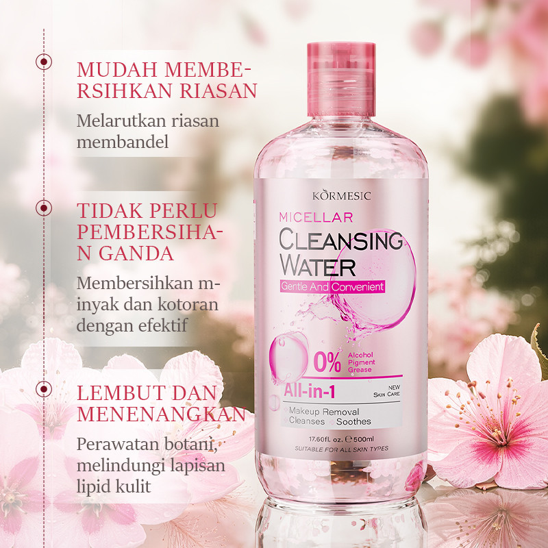 kormesic all in 1 micellar cleansing water 500ml/pembersih make up kormesic all in 1 micellar cleansing water 500ml/pembersih make up