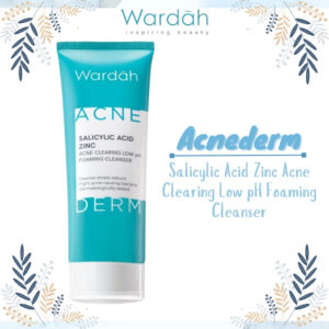 wardah acnederm salicylic acid zinc acne clearing low ph foaming cleanser 50ml and 100ml