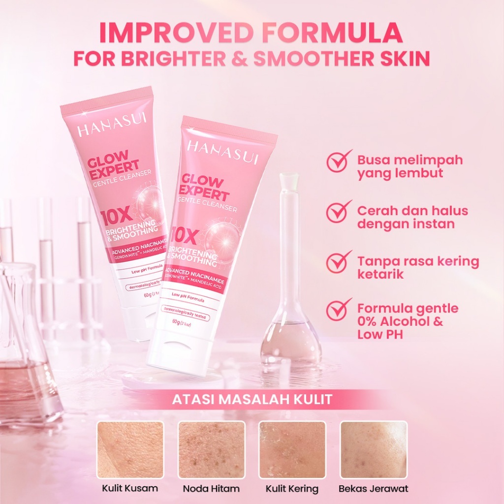 hanasui glow expert gentle cleanser 60g/pembersih wajah hanasui glow expert gentle cleanser 60g/pembersih wajah