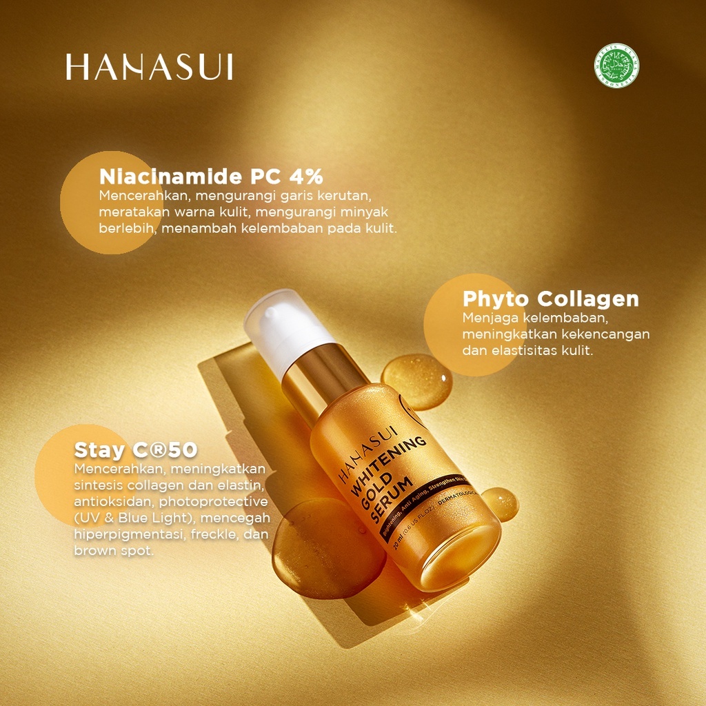 hanasui whitening gold serum 20ml/serum wajah hanasui whitening gold serum 20ml/serum wajah