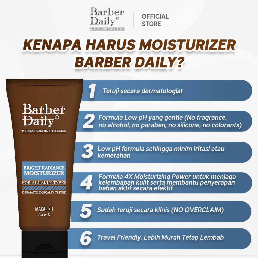 barber daily bright radiance moisturizer 50ml/pelembab wajah barber daily bright radiance moisturizer 50ml/pelembab wajah