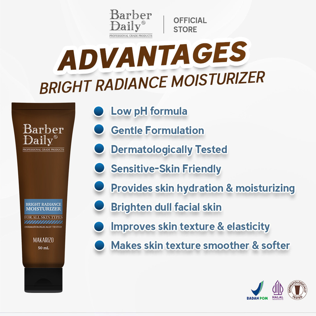 barber daily bright radiance moisturizer 50ml/pelembab wajah barber daily bright radiance moisturizer 50ml/pelembab wajah
