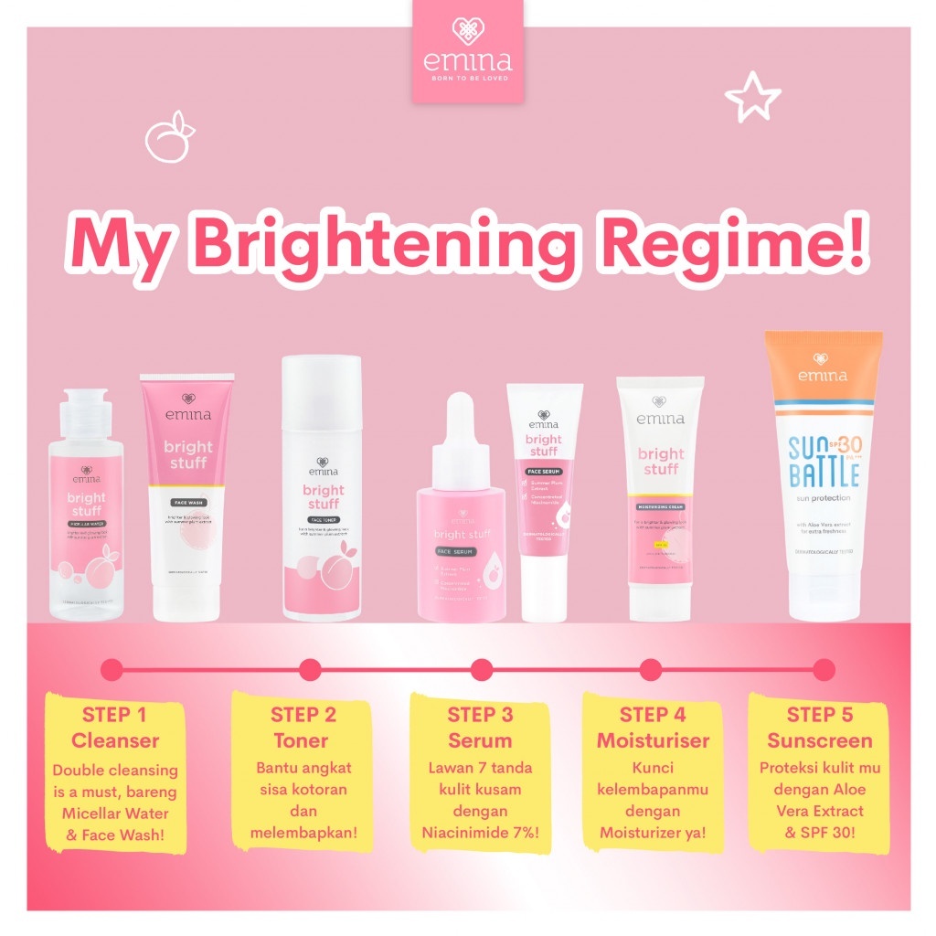 emina bright stuff niacinamide oxy ceramide brightening face wash 50ml and 100ml/pembersih wajah emina bright stuff niacinamide oxy ceramide brightening face wash 50ml and 100ml/pembersih wajah