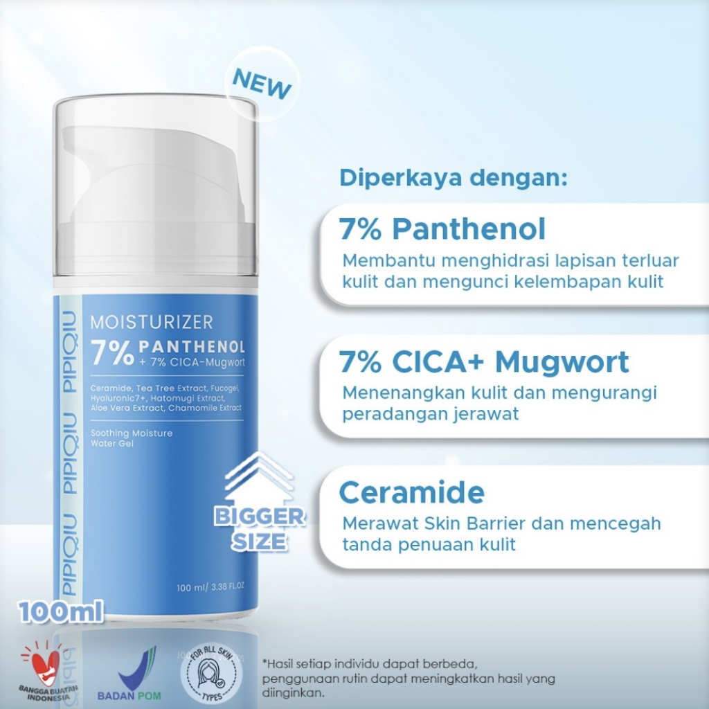 pipiqiu 7% panthenol cica mugwort shooting moisture water gel 100ml/pelembab wajah pipiqiu 7% panthenol cica mugwort shooting moisture water gel 100ml/pelembab wajah