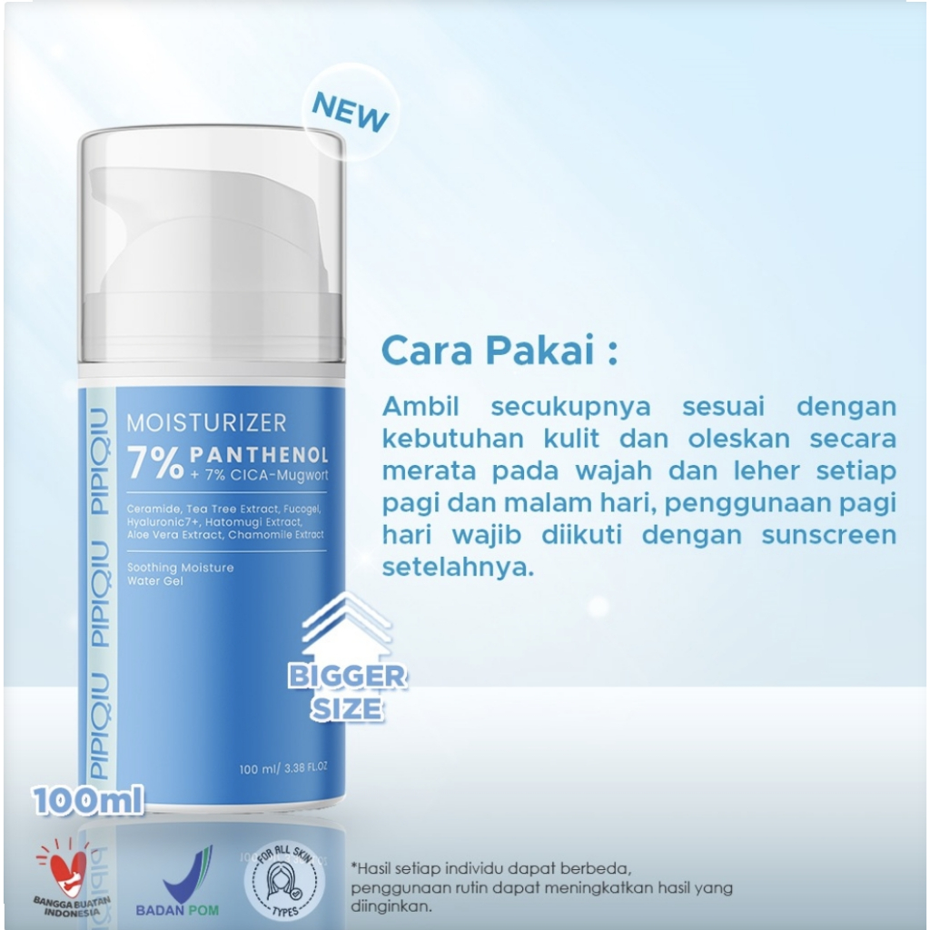 pipiqiu 7% panthenol cica mugwort shooting moisture water gel 100ml/pelembab wajah pipiqiu 7% panthenol cica mugwort shooting moisture water gel 100ml/pelembab wajah