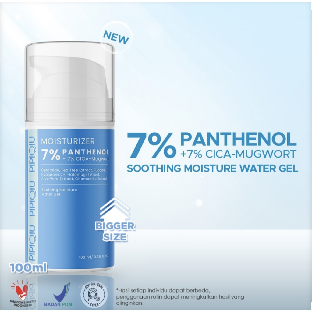 pipiqiu 7% panthenol cica mugwort shooting moisture water gel 100ml/pelembab wajah pipiqiu 7% panthenol cica mugwort shooting moisture water gel 100ml/pelembab wajah