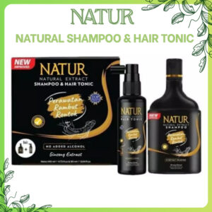 natur natural shampoo and hair tonic 2in1 ginseng extract 140ml and 90ml/perawatan rambut