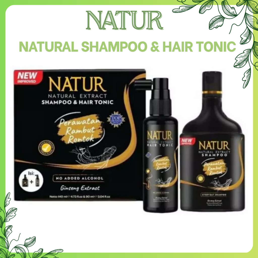 natur natural shampoo and hair tonic 2in1 ginseng extract 140ml and 90ml/perawatan rambut natur natural shampoo and hair tonic 2in1 ginseng extract 140ml and 90ml/perawatan rambut