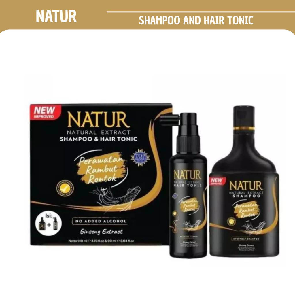 natur natural shampoo and hair tonic 2in1 ginseng extract 140ml and 90ml/perawatan rambut natur natural shampoo and hair tonic 2in1 ginseng extract 140ml and 90ml/perawatan rambut
