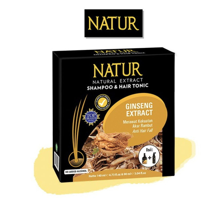 natur natural shampoo and hair tonic 2in1 ginseng extract 140ml and 90ml/perawatan rambut natur natural shampoo and hair tonic 2in1 ginseng extract 140ml and 90ml/perawatan rambut