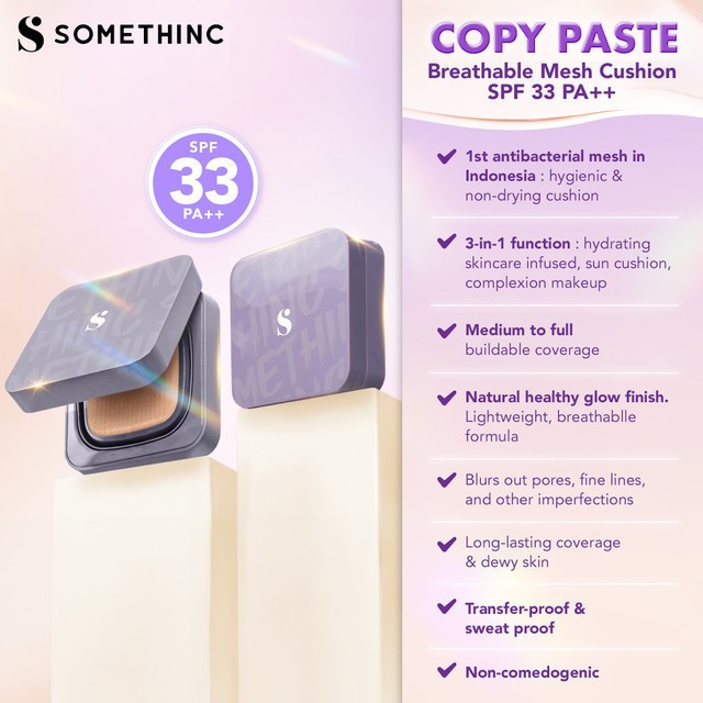 somethinc copy paste breathable mesh cushion spf 33 pa++/alas bedak somethinc copy paste breathable mesh cushion spf 33 pa++/alas bedak