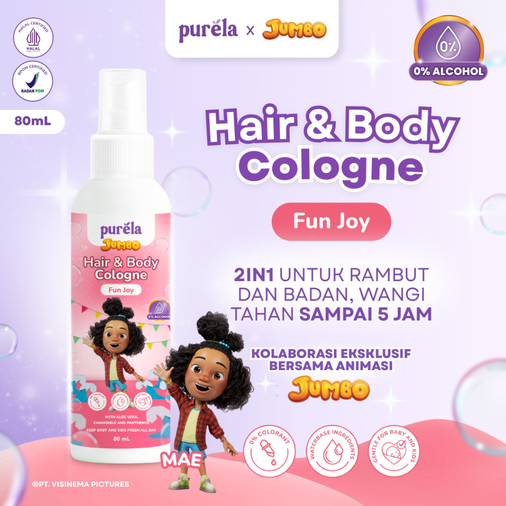 purela hair and body cologne 80g/parfum anak purela hair and body cologne 80g/parfum anak
