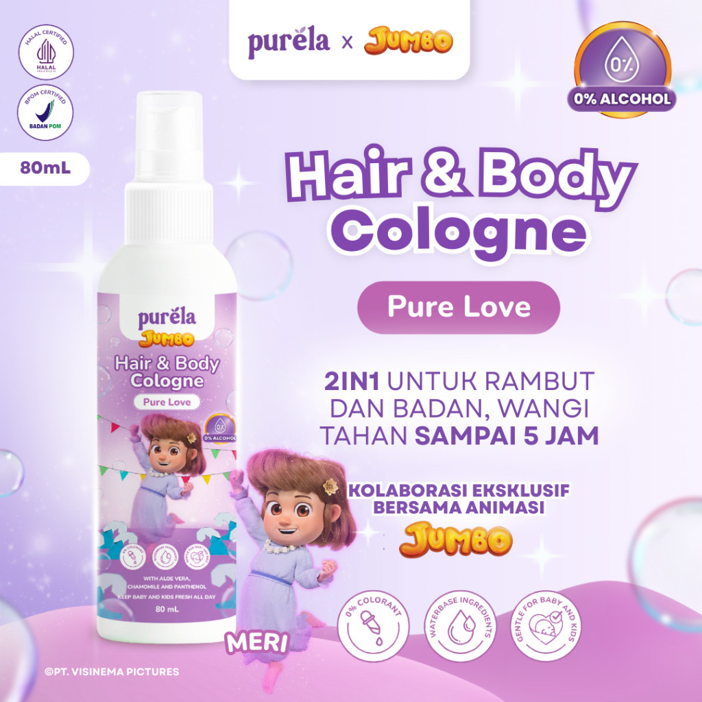 purela hair and body cologne 80g/parfum anak purela hair and body cologne 80g/parfum anak