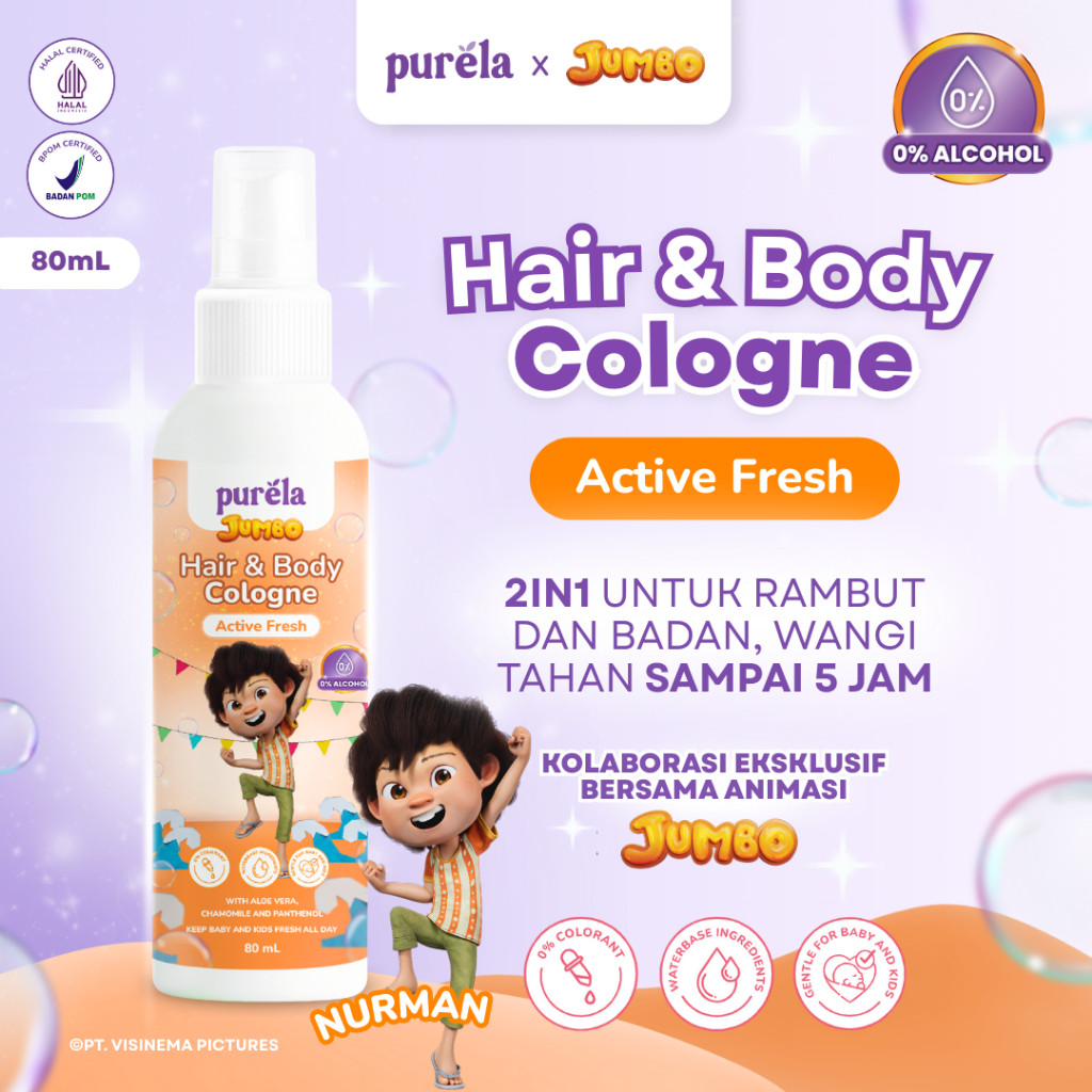 purela hair and body cologne 80g/parfum anak purela hair and body cologne 80g/parfum anak