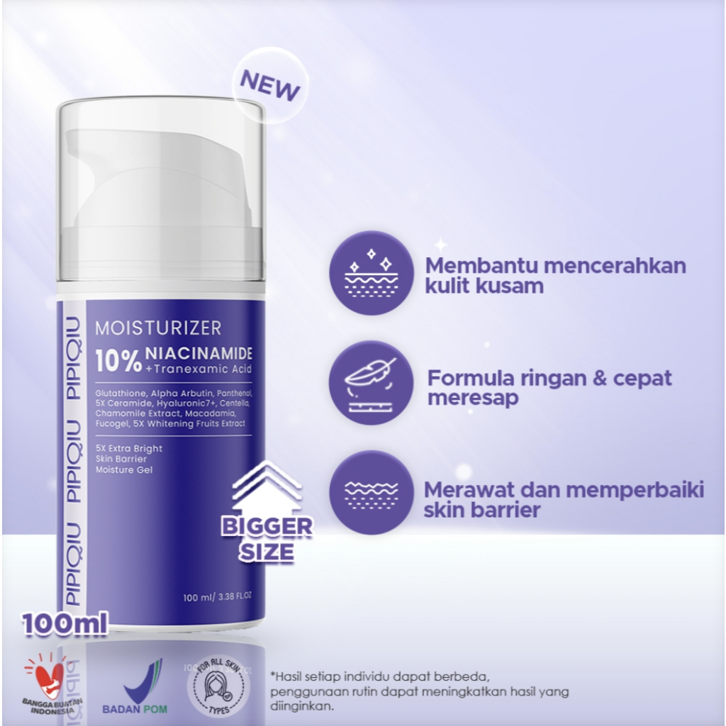 pipiqiu 10% niacinamide tranexamic acid extra bright skin barrier moisture gel 100ml/pelembab wajah pipiqiu 10% niacinamide tranexamic acid extra bright skin barrier moisture gel 100ml/pelembab wajah