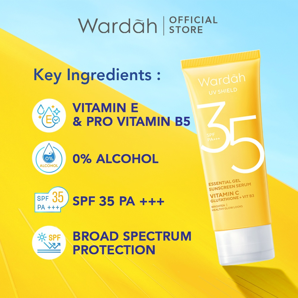 wardah uv shield essential sunscreen gel spf 35 pa +++ 40 ml wardah uv shield essential sunscreen gel spf 35 pa +++ 40 ml