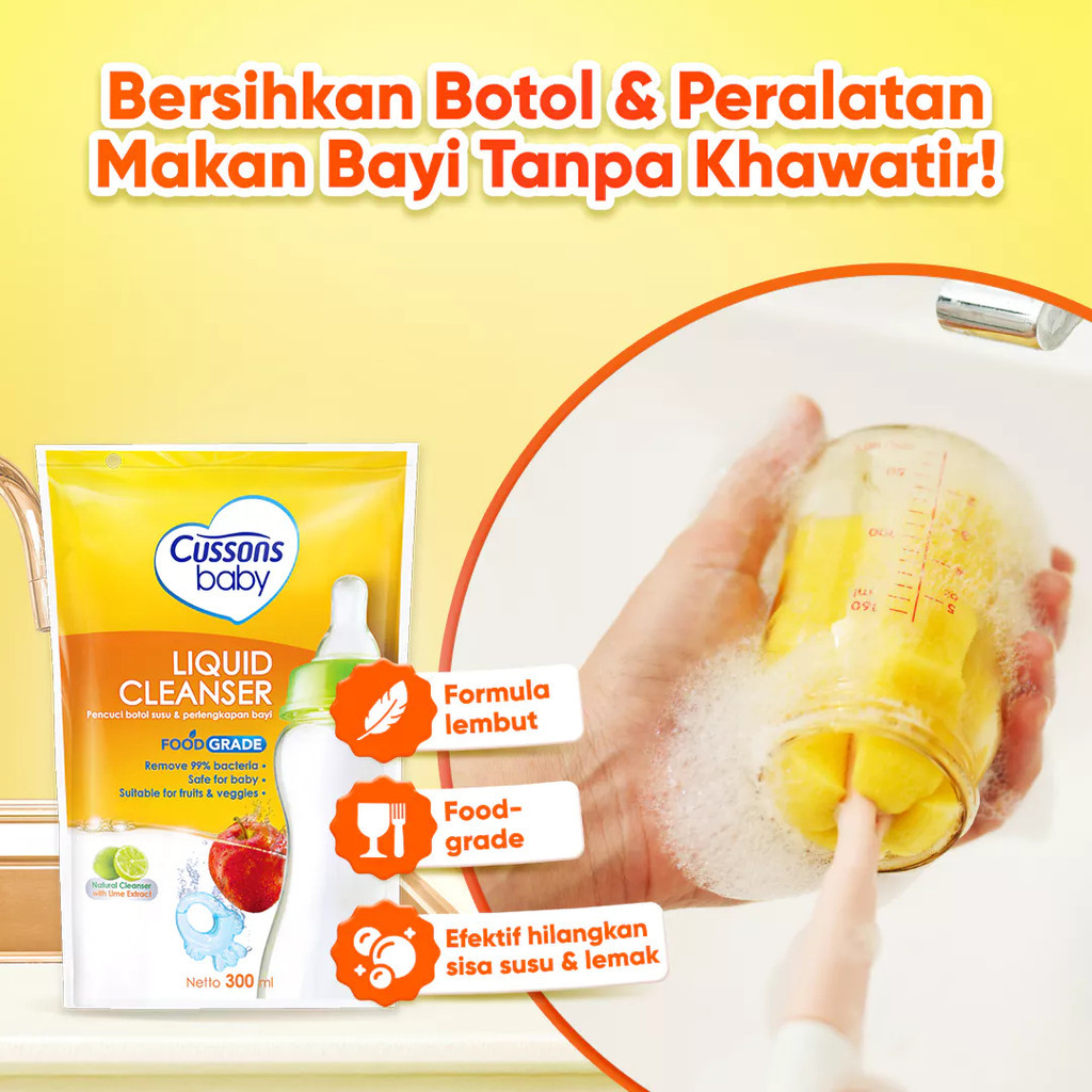 cussons baby liquid cleanser 300ml plus 100ml/pencuci botol susu cussons baby liquid cleanser 300ml plus 100ml/pencuci botol susu