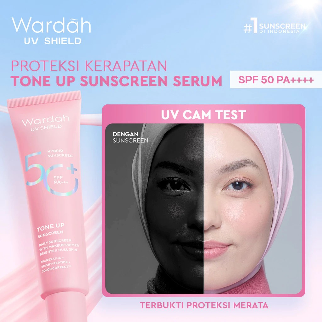 wardah uv shield tone up sunscreen spf 50+ pa+++ 30ml/sunscreen wajah wardah uv shield tone up sunscreen spf 50+ pa+++ 30ml/sunscreen wajah