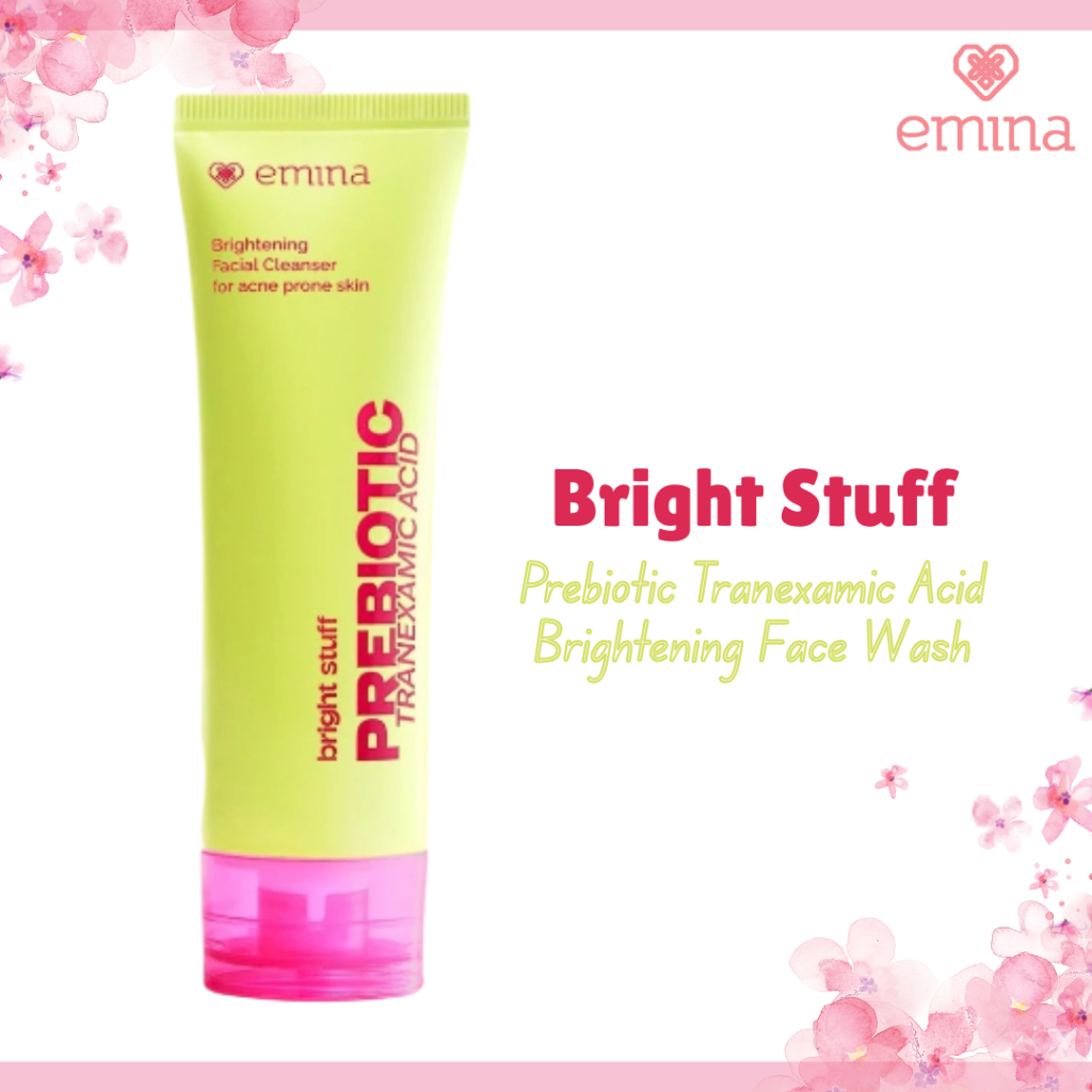 emina bright stuff prebiotic tranexamic acid brightening face wash 50ml and 100ml/pembersih wajah emina bright stuff prebiotic tranexamic acid brightening face wash 50ml and 100ml/pembersih wajah