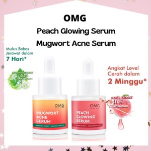 omg oh my glow peach glowing serum & mugwort acne serum 20ml / serum wajah