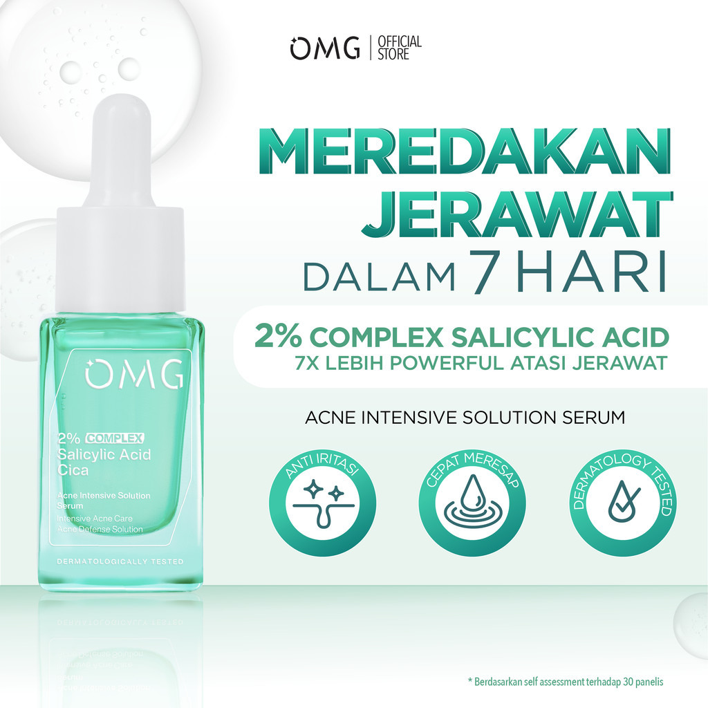 omg oh my glow 2% salicylic acid complex cica acne intensive solution serum 17ml/serum wajah omg oh my glow 2% salicylic acid complex cica acne intensive solution serum 17ml/serum wajah