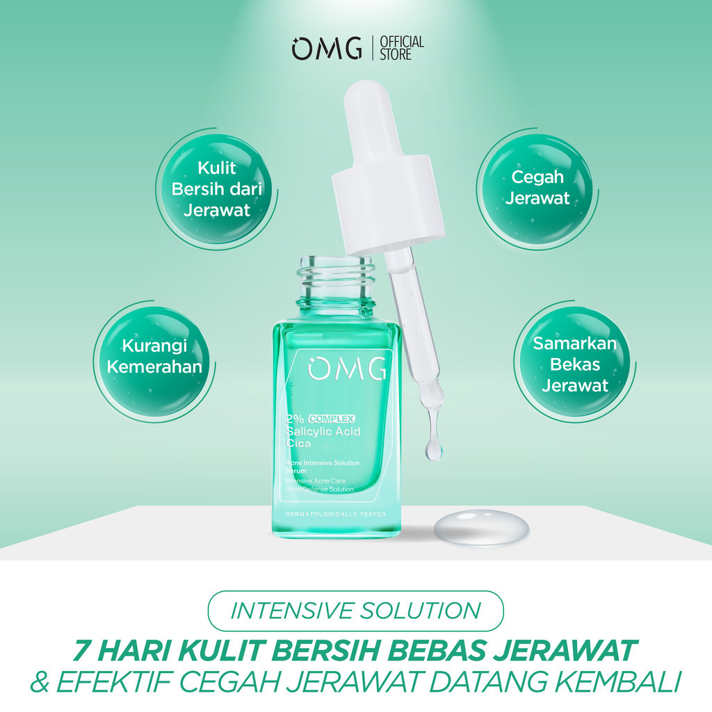 omg oh my glow 2% salicylic acid complex cica acne intensive solution serum 17ml/serum wajah omg oh my glow 2% salicylic acid complex cica acne intensive solution serum 17ml/serum wajah
