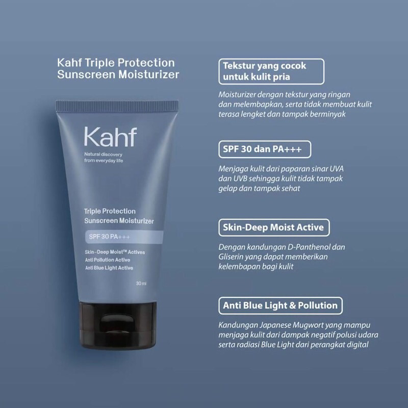 kahf triple protection sunscreen moisturizer spf 30 pa+++ 30ml kahf triple protection sunscreen moisturizer spf 30 pa+++ 30ml