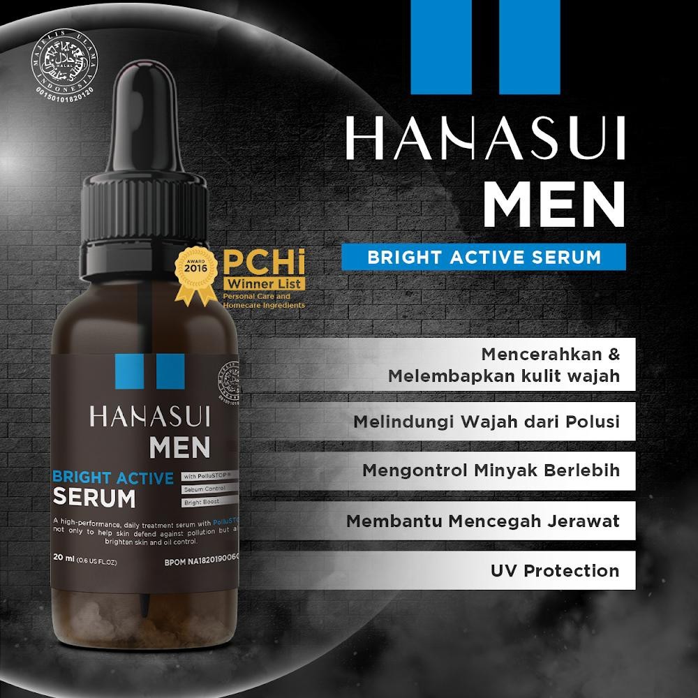 hanasui men bright active serum 20ml/serum wajah hanasui men bright active serum 20ml/serum wajah