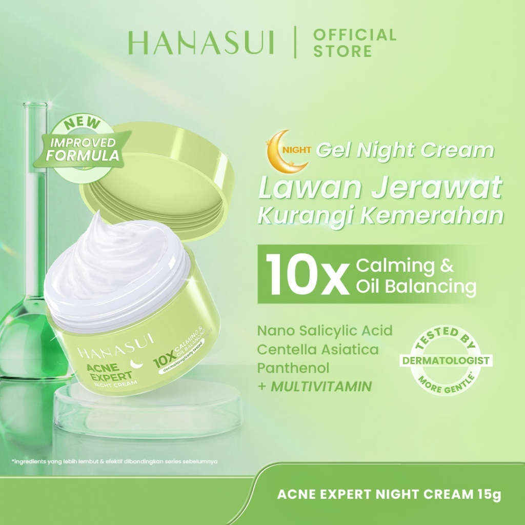hanasui acne expert night cream 15g/pelembab wajah jerawat hanasui acne expert night cream 15g/pelembab wajah jerawat