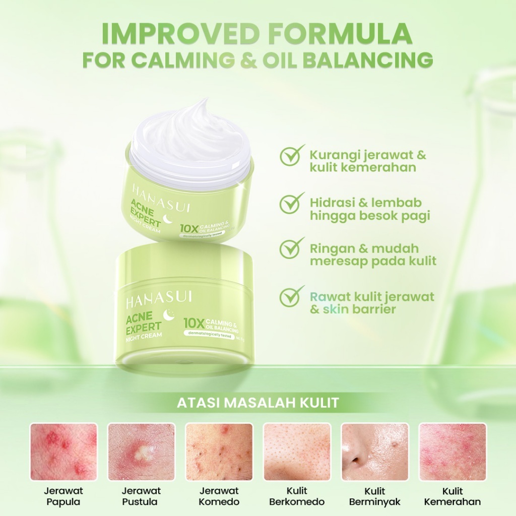 hanasui acne expert night cream 15g/pelembab wajah jerawat hanasui acne expert night cream 15g/pelembab wajah jerawat