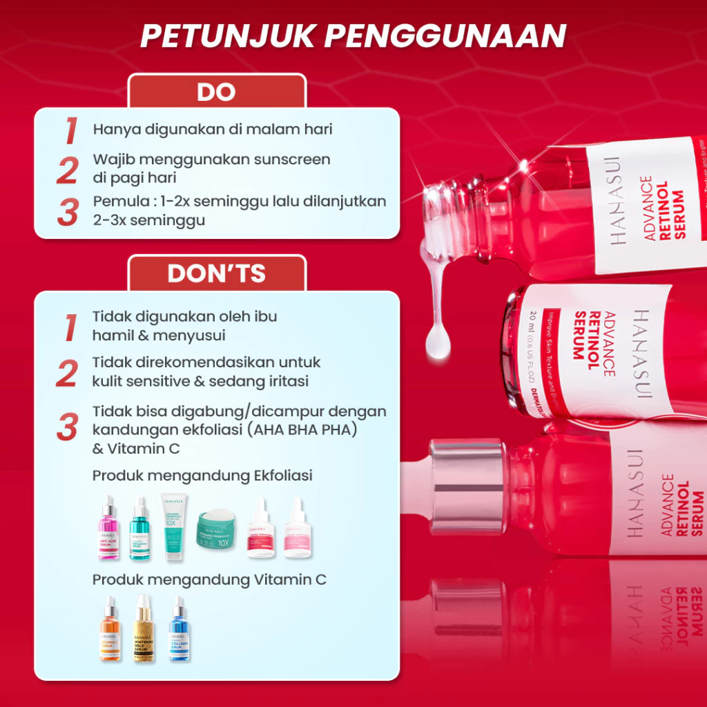 hanasui advance retinol serum 20ml/serum wajah hanasui advance retinol serum 20ml/serum wajah