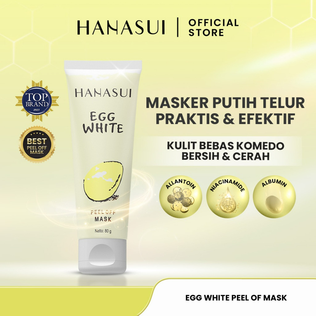 hanasui peel off mask egg white tube 80g/maser wajah hanasui peel off mask egg white tube 80g/maser wajah