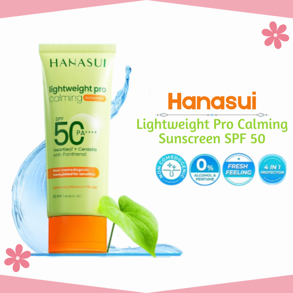 hanasui lightweight pro calming sunscreen spf 50 pa++++ 30ml/tabir surya hanasui lightweight pro calming sunscreen spf 50 pa++++ 30ml/tabir surya