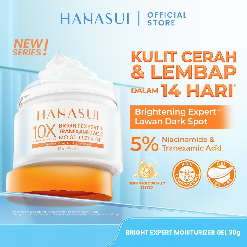 hanasui bright expert tranexamic acid moisturizer gel 30g/pelembab wajah hanasui bright expert tranexamic acid moisturizer gel 30g/pelembab wajah