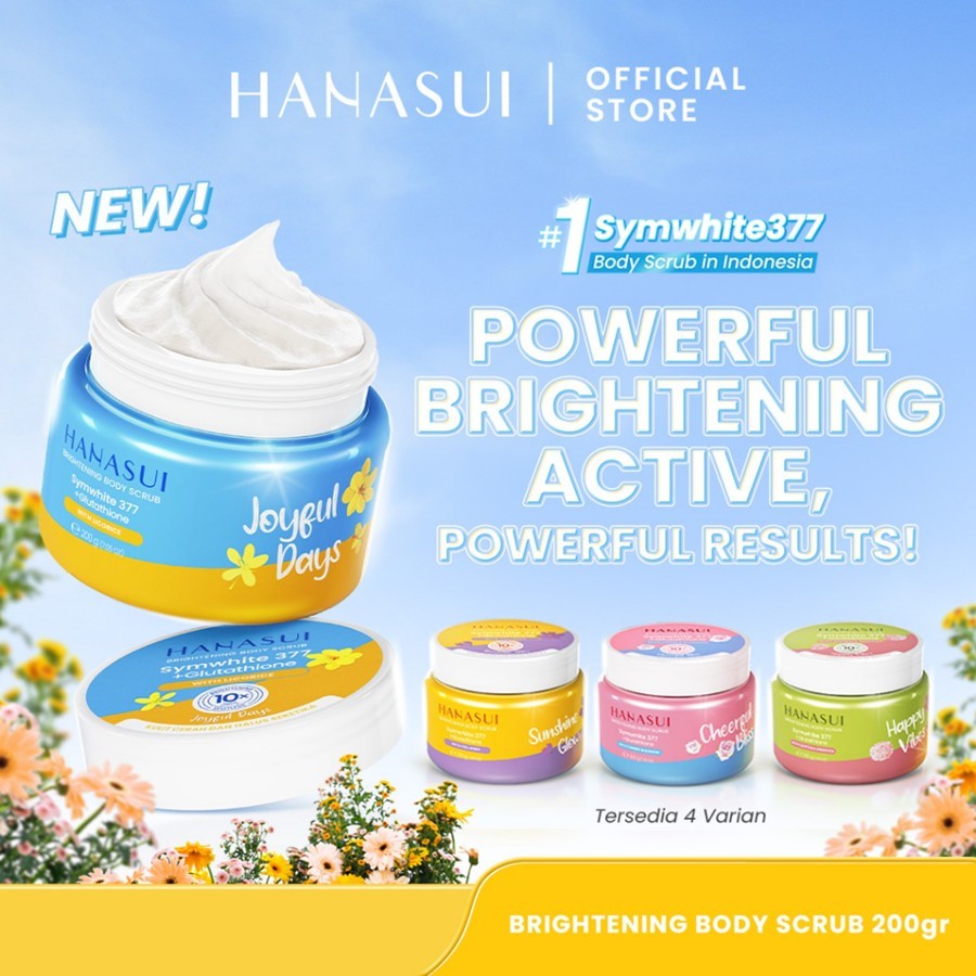 hanasui brightening body scrub 200g/lulur badan hanasui brightening body scrub 200g/lulur badan