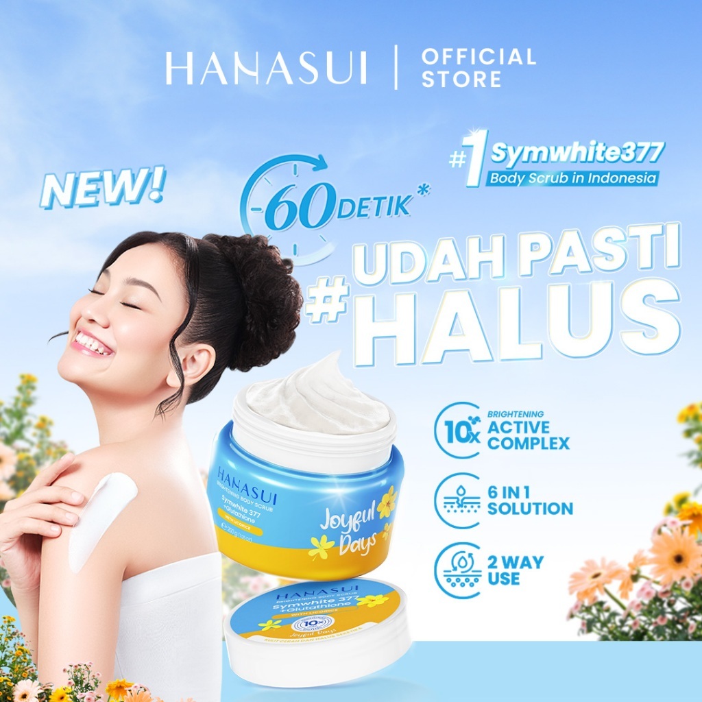 hanasui brightening body scrub 200g/lulur badan hanasui brightening body scrub 200g/lulur badan