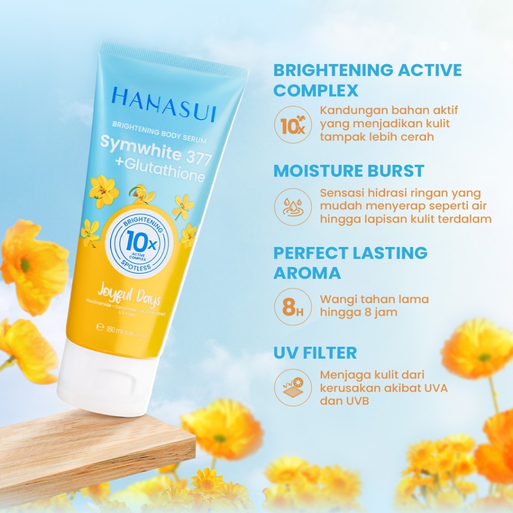 hanasui brightening body serum 180ml/losion tubuh hanasui brightening body serum 180ml/losion tubuh