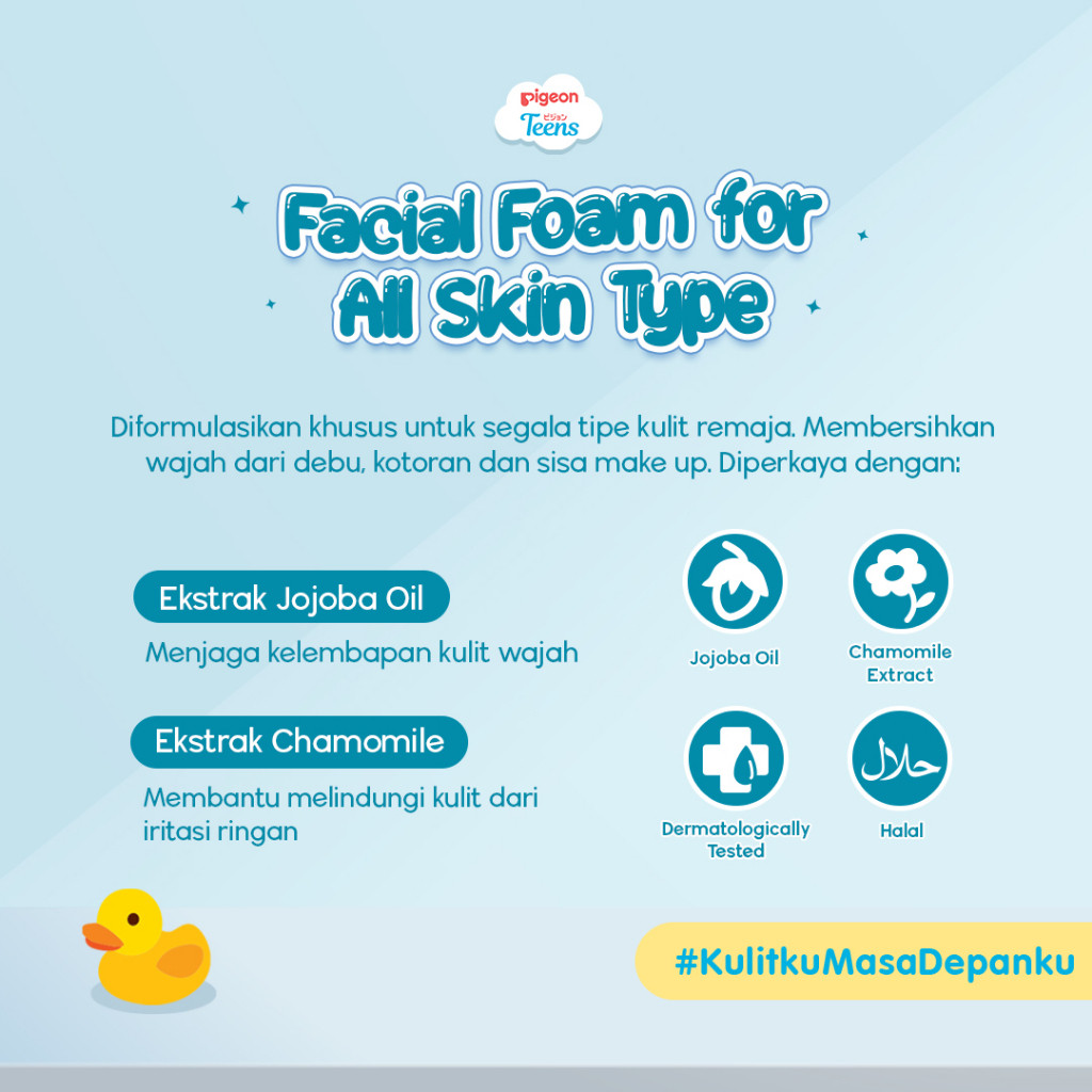 pigeon teens facial foam for all skin type 40ml and 100ml/pembersih wajah pigeon teens facial foam for all skin type 40ml and 100ml/pembersih wajah