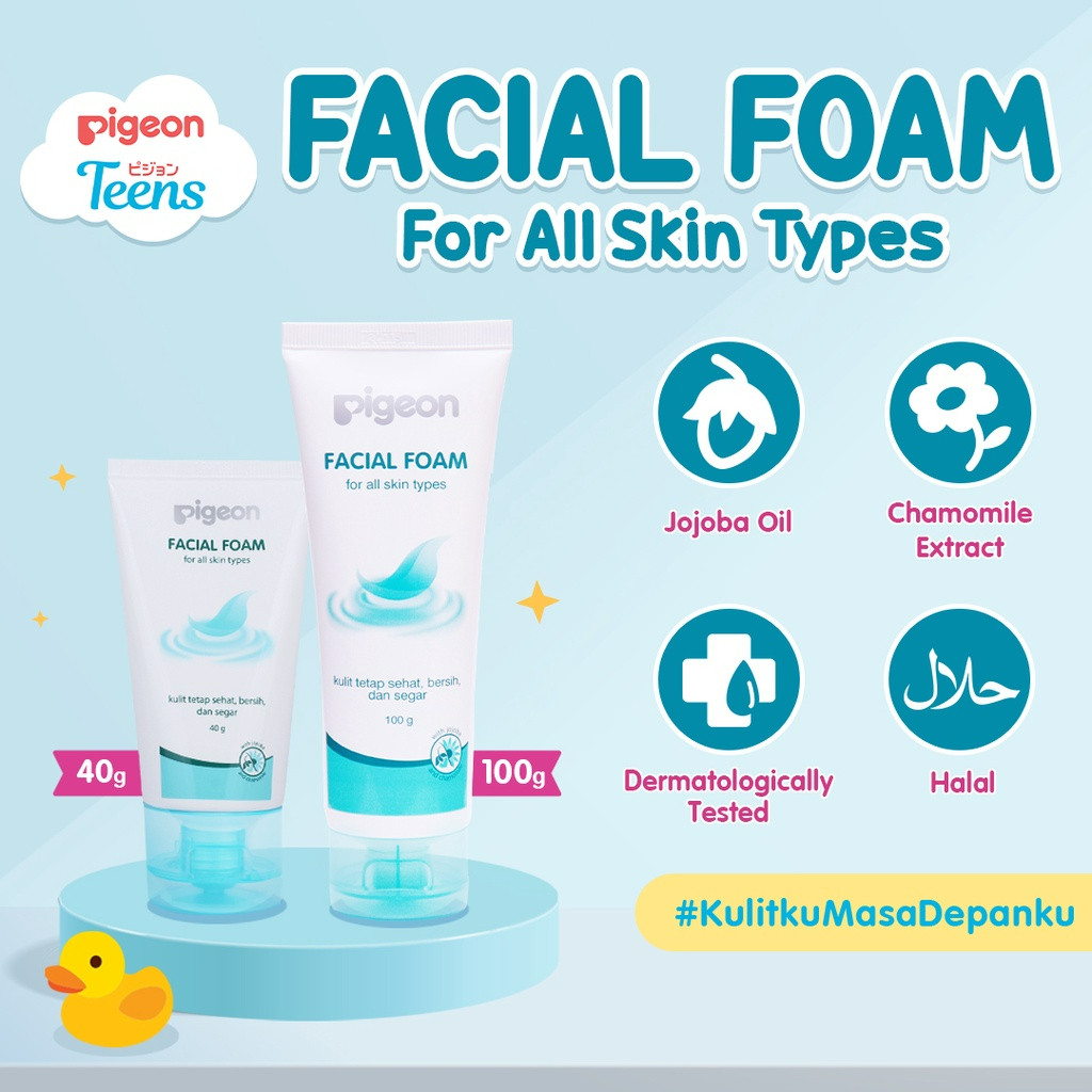 pigeon teens facial foam for all skin type 40ml and 100ml/pembersih wajah pigeon teens facial foam for all skin type 40ml and 100ml/pembersih wajah