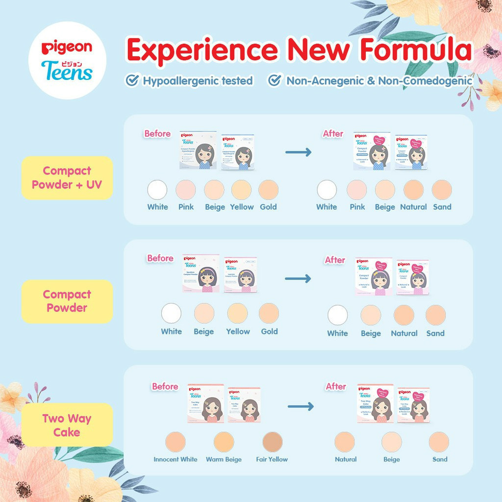 pigeon teens compact powder natural look 14g/bedak padat pigeon teens compact powder natural look 14g/bedak padat