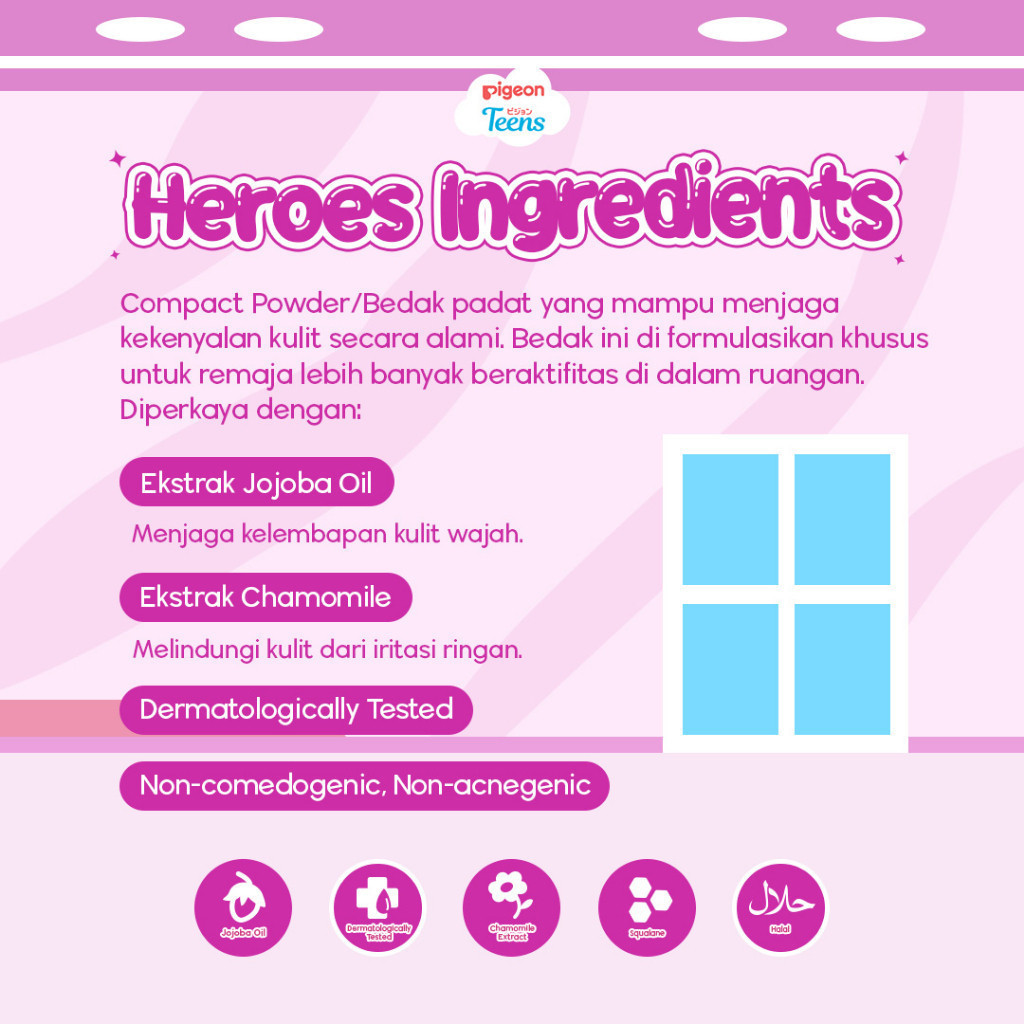 pigeon teens compact powder natural look 14g/bedak padat pigeon teens compact powder natural look 14g/bedak padat