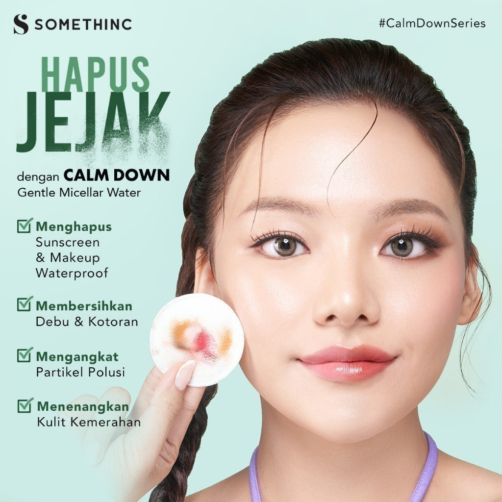 somethinc calm down gentle micellar water 100ml and 400ml/pembersih make up somethinc calm down gentle micellar water 100ml and 400ml/pembersih make up