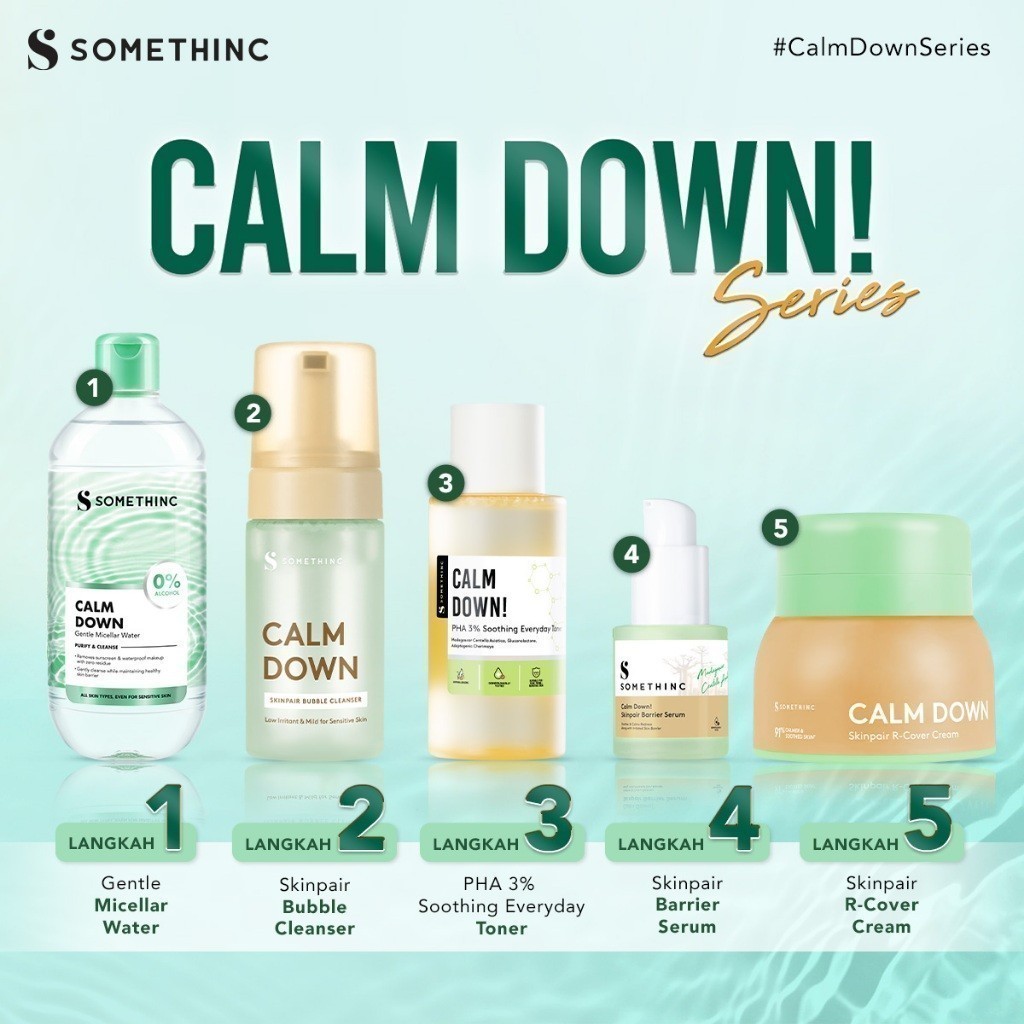 somethinc calm down gentle micellar water 100ml and 400ml/pembersih make up somethinc calm down gentle micellar water 100ml and 400ml/pembersih make up