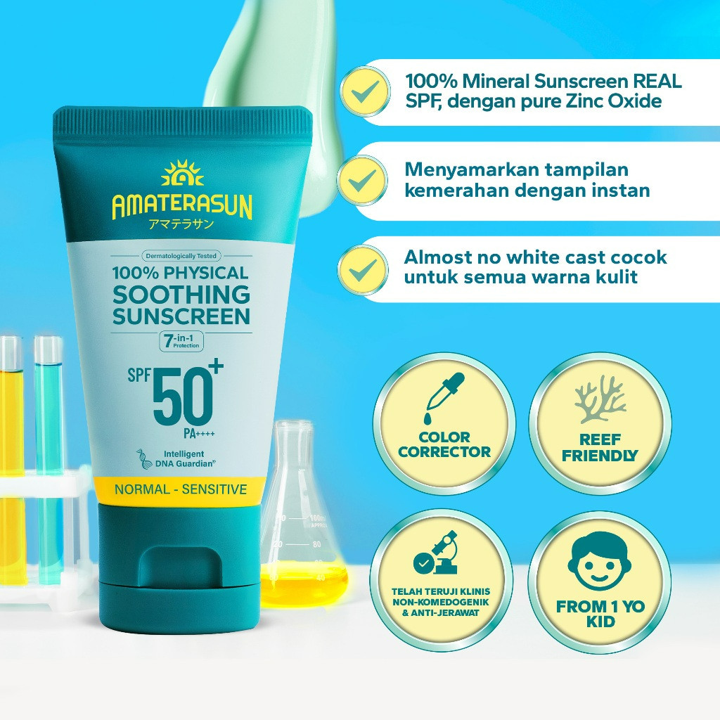 amaterasun 100% physical soothing sunscreen spf 50+ pa++++ 30g/tabir surya amaterasun 100% physical soothing sunscreen spf 50+ pa++++ 30g/tabir surya