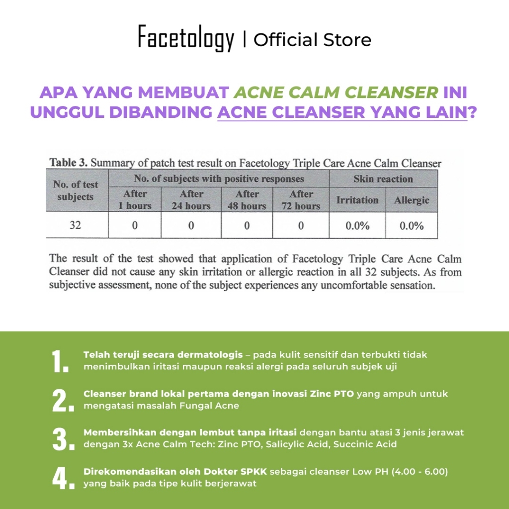 facetology triple care acne calm cleanser 100ml/pembersih wajah facetology triple care acne calm cleanser 100ml/pembersih wajah