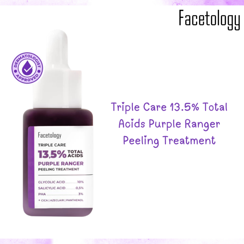 facetology triple care 13.5% total acids purple ranger peeling treatment serum 20ml/serum wajah facetology triple care 13.5% total acids purple ranger peeling treatment serum 20ml/serum wajah