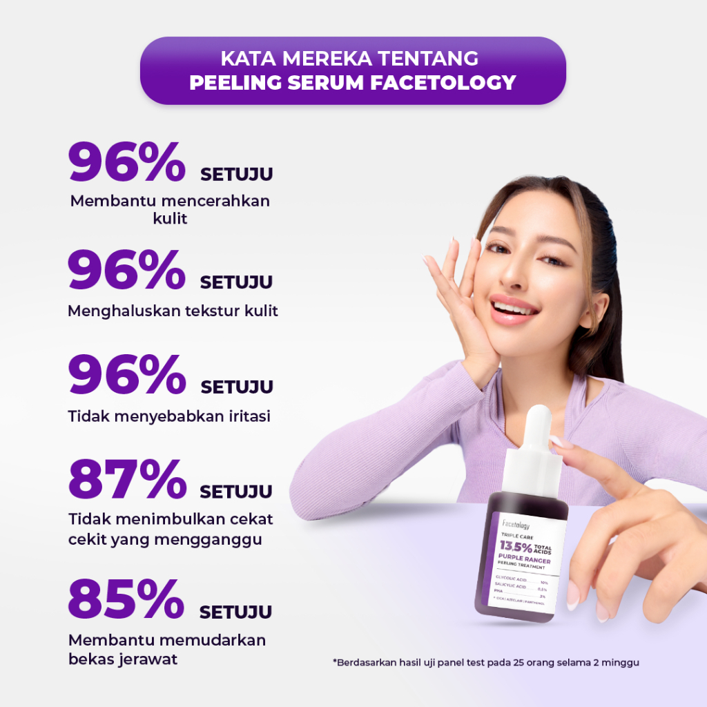 facetology triple care 13.5% total acids purple ranger peeling treatment serum 20ml/serum wajah facetology triple care 13.5% total acids purple ranger peeling treatment serum 20ml/serum wajah
